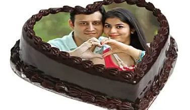 Chocolaty Heart Shape Photo Cake