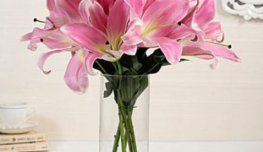 Oriental Lilies in Glass Vase