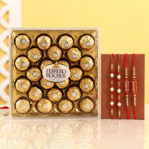 Rakhi Set With Ferrero Rocher — Online Delivery in Guwahati | Petalscart