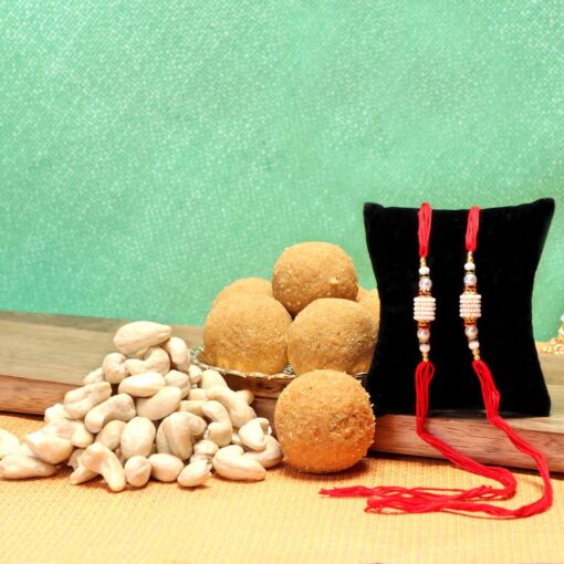 Rakhi with Cashews & Besan Laddu — Online Delivery in Guwahati | Petalscart