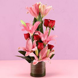 Red Roses & Pink Lilies Love