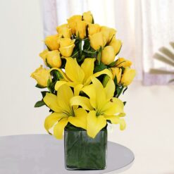 Yellow Roses and Lilies