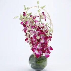 Purple Orchids Vase Arrangement
