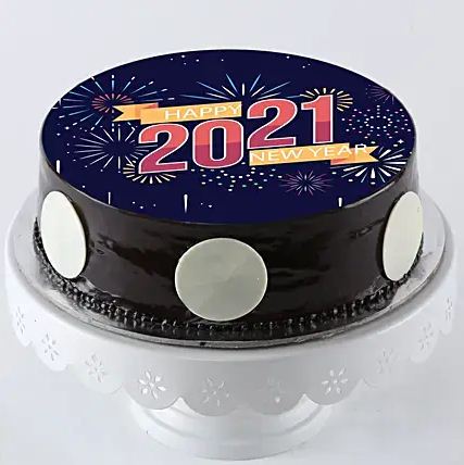 New Year Chocolate Photo Cake
