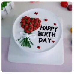 Rosy Heart Vanilla Cake