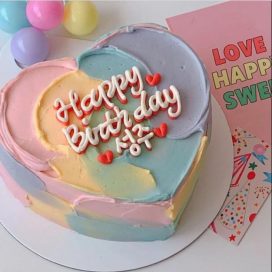 Multicolored Heart Shape Cake