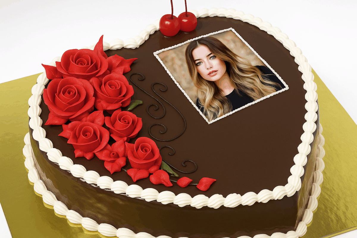 Choco Heart Shape Photo Cake