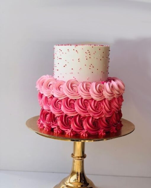 Pink Floral 2 Tier Rose Cake — Online Delivery in Guwahati | Petalscart