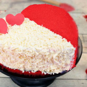Red Velvet White Forest Heart Cake