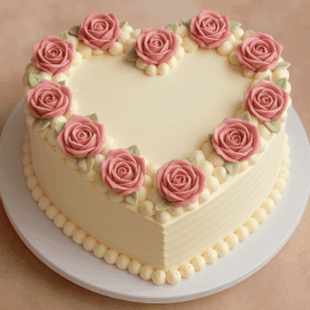Romantic Heart Shape Rose Cake