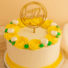 Yellow rosette birthday cake with fresh cream & floral design - Guwahati delivery