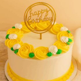 Yellow Rosette Birthday Cake