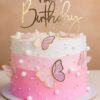 Pink butterfly birthday cake for girls with pearls and pastel design - Available for delivery in Guwahati