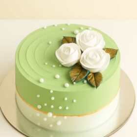 Elegant Green White Rose Cake