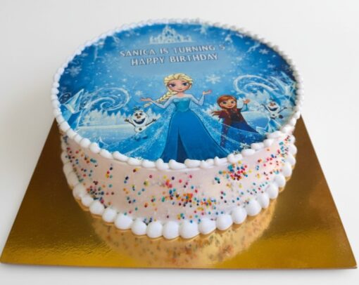Frozen theme birthday cake with ice princess edible photo design for kids in Guwahati