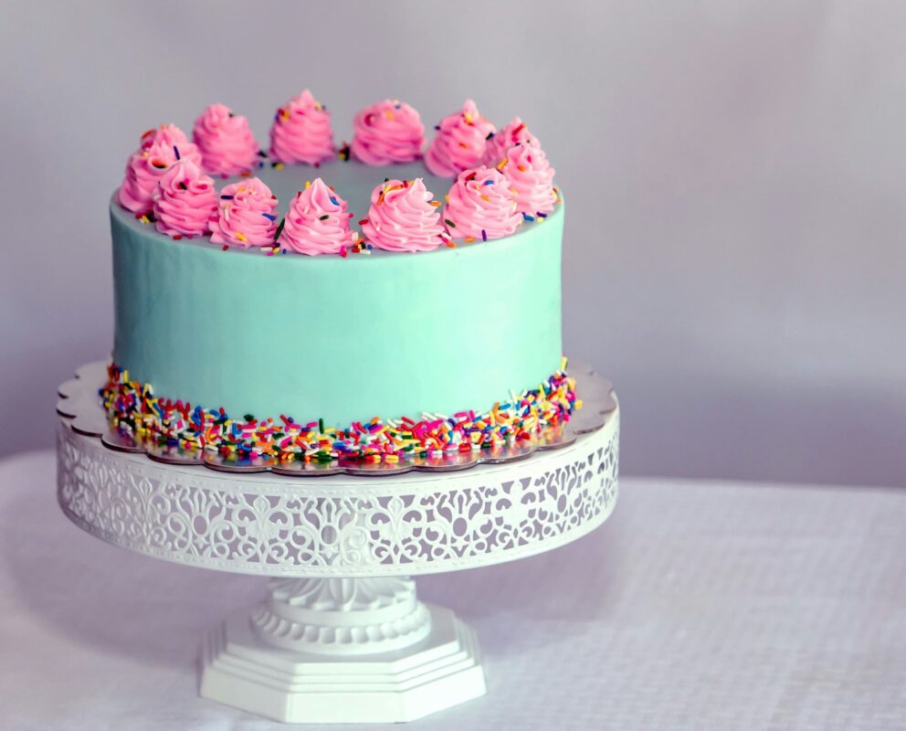 Creamy cake beautifully designed with colour sprinkles with same day delivery available in Guwahati